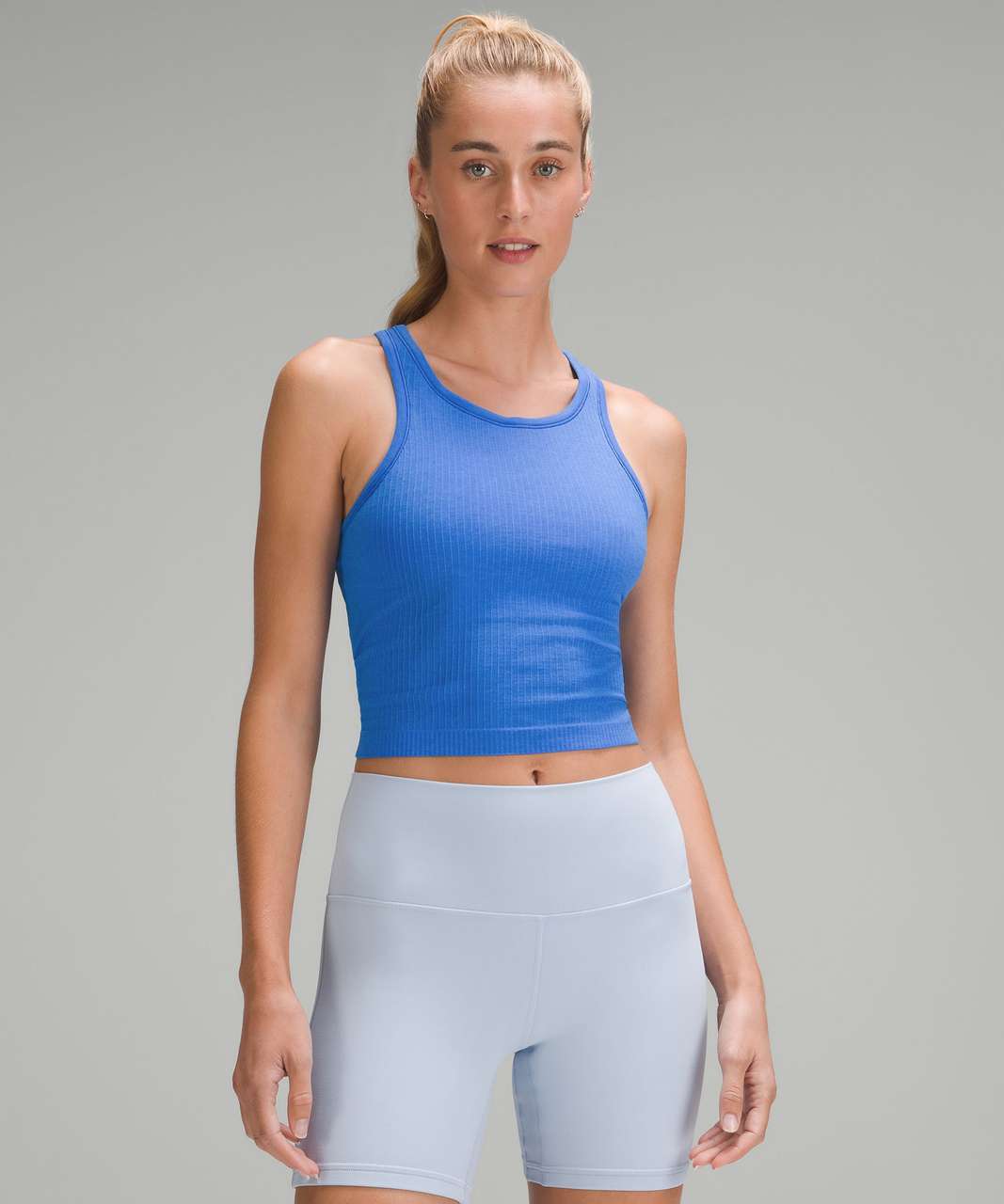 Lululemon Ebb to Street Cropped Racerback Tank Top - Pipe Dream Blue