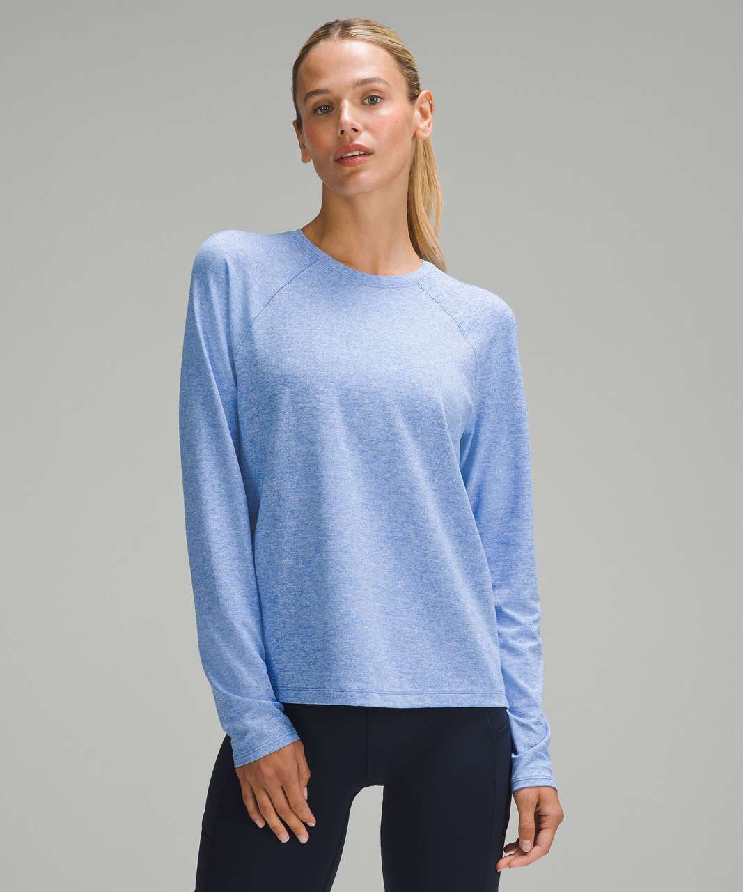 Lululemon License to Train Classic-Fit Long-Sleeve Shirt - Heathered Pipe Dream Blue