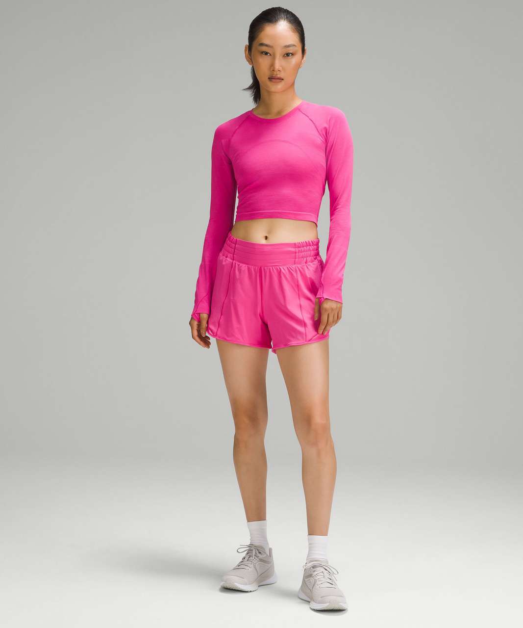 lululemon athletica Swiftly Tech Cropped Long-sleeve Shirt 2.0 in Pink