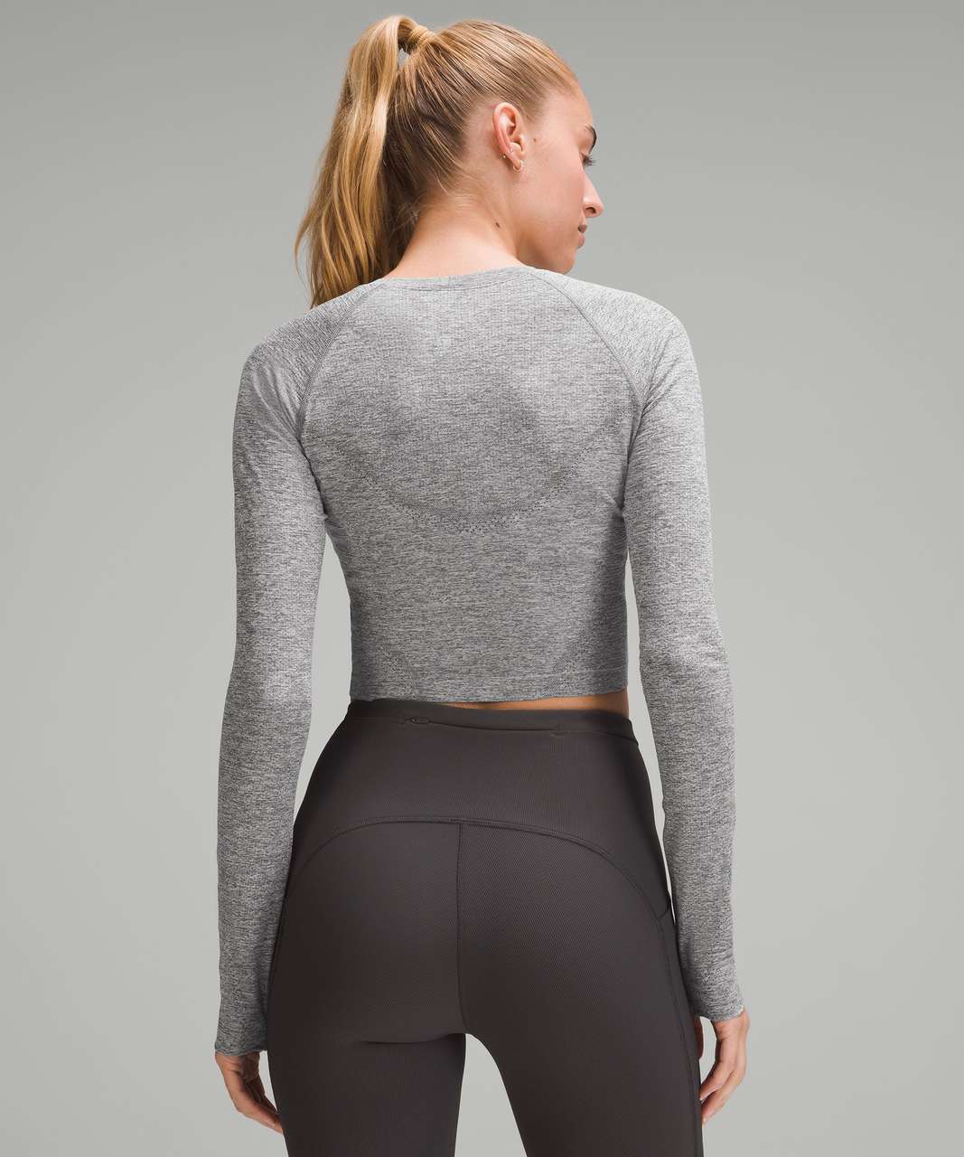 Lululemon Swiftly Tech Cropped Long-Sleeve Shirt 2.0 - Slate / White