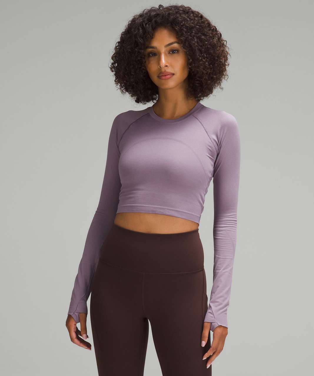 Lululemon Swiftly Tech Cropped Long-Sleeve Shirt 2.0 - Purple Ash / Purple  Ash - lulu fanatics