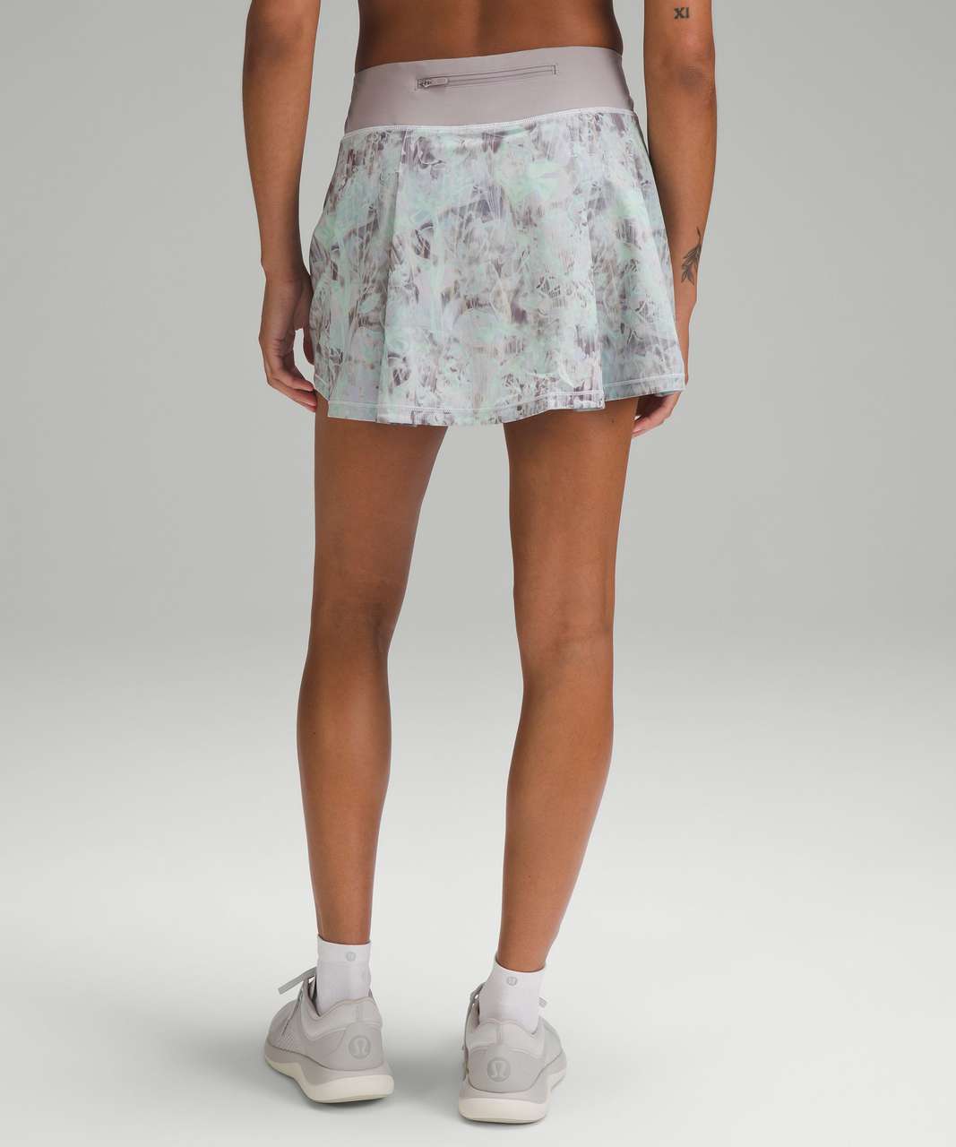 Lululemon Pace Rival Mid-Rise Skirt *Long - Plisse Bloom Multi / Mauve Grey