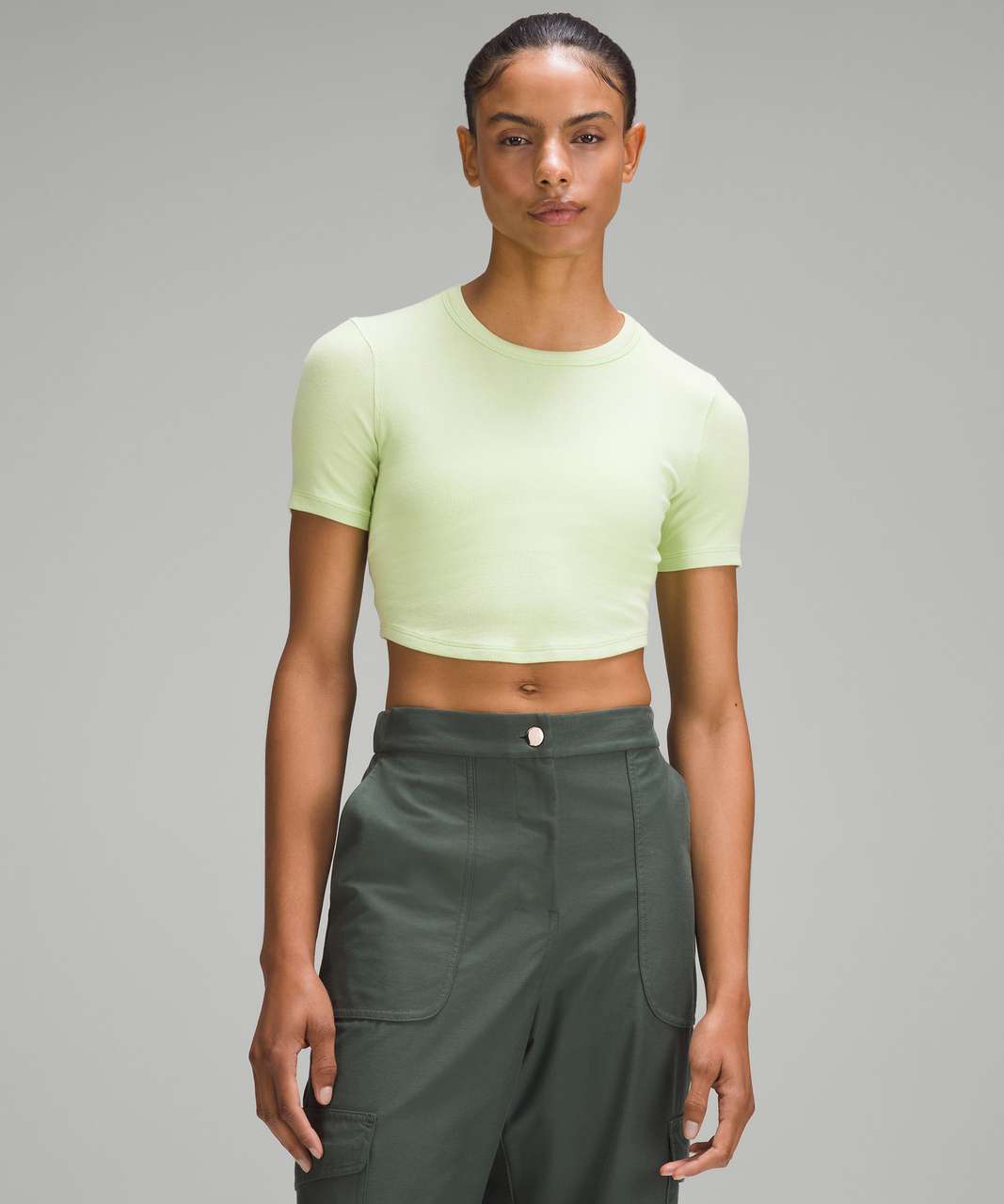 Lululemon Hold Tight Cropped T-Shirt - Kohlrabi Green - lulu fanatics