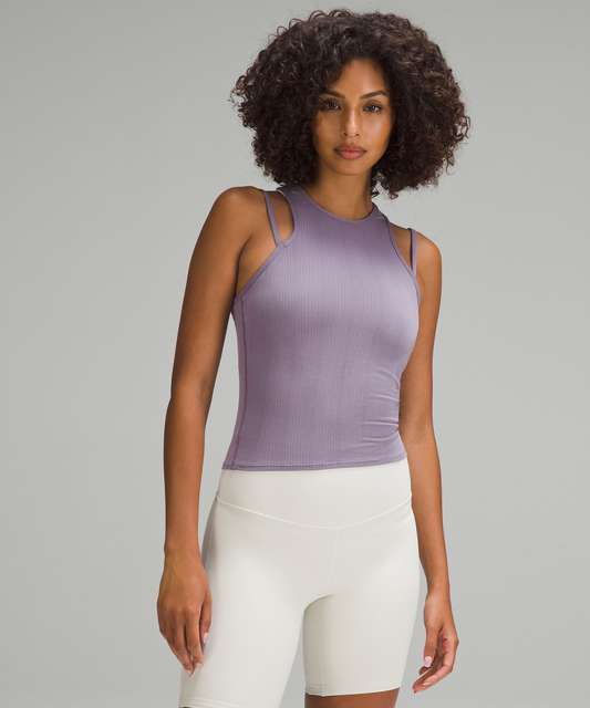 NWT Women's Lululemon Go For Double Tank Top Size 12 Silver Lilac