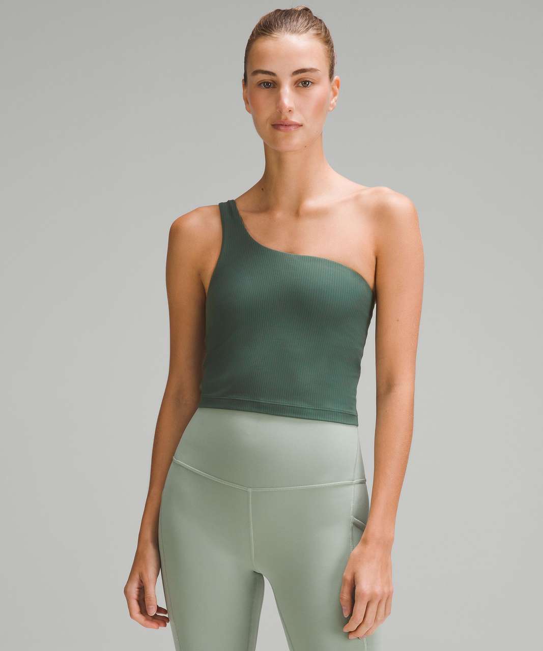 Lululemon Ribbed Nulu Asymmetrical Yoga Tank Top - Dark Forest