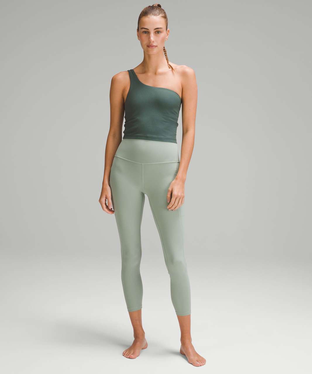 Lululemon Ribbed Nulu Asymmetrical Yoga Tank Top - Dark Forest