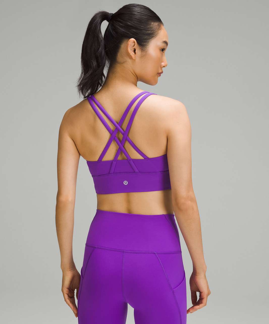 lululemon athletica, Intimates & Sleepwear, Lululemon Sports Bra Womens  Purple Floral Tstrap Flow Y Nulu Stretch Yoga