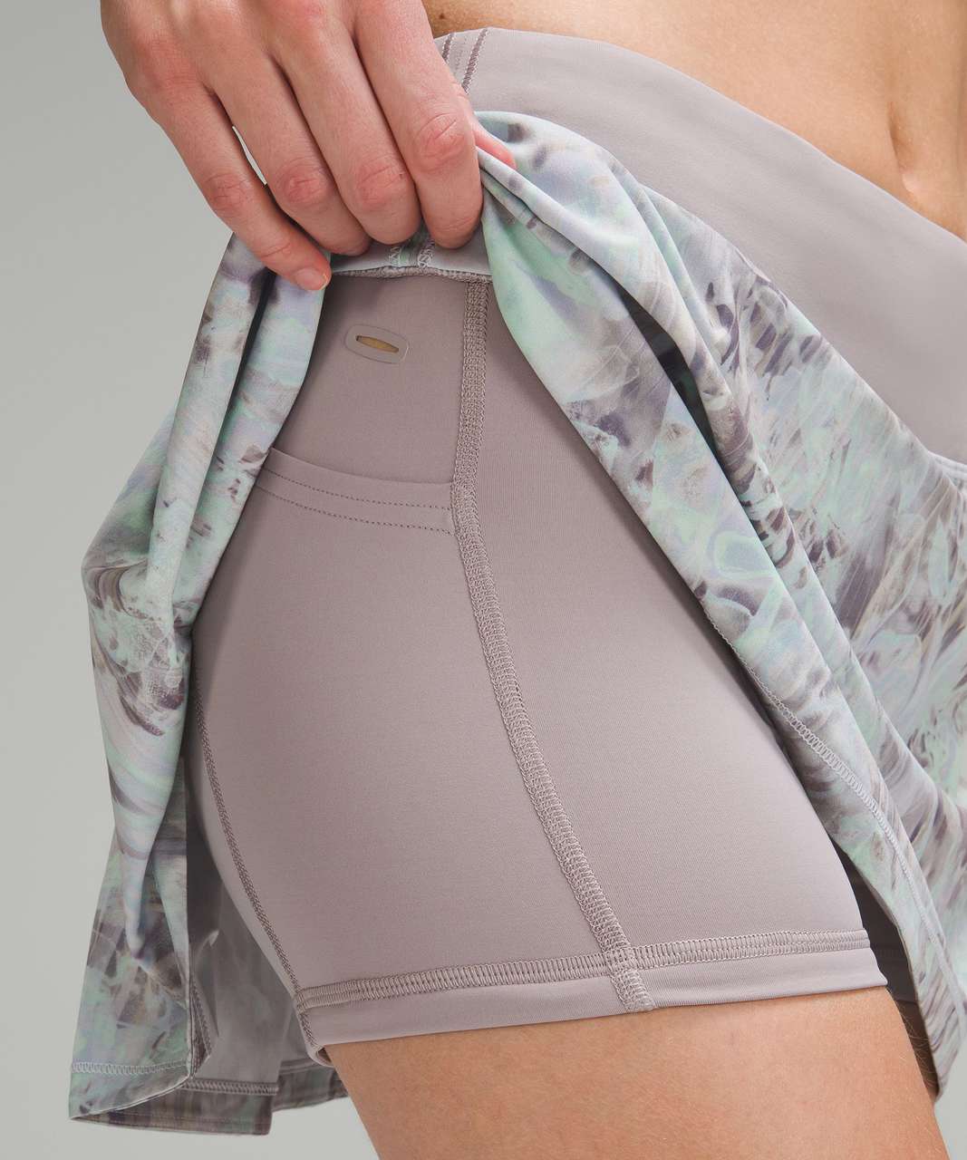 Lululemon Pace Rival Mid-Rise Skirt - Plisse Bloom Multi / Mauve Grey