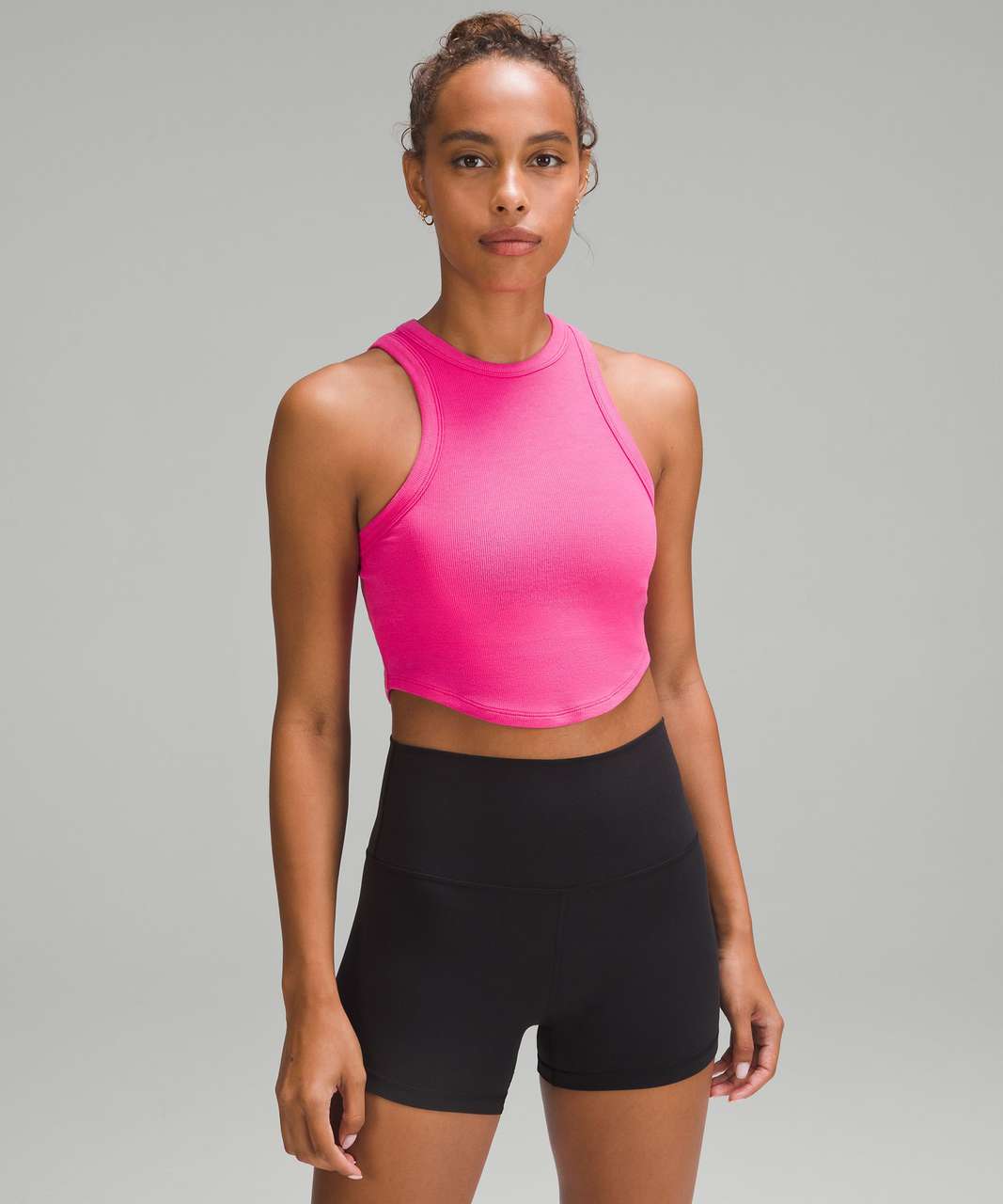 Lululemon Ribbed Knit Cropped Tank Top - Black - lulu fanatics