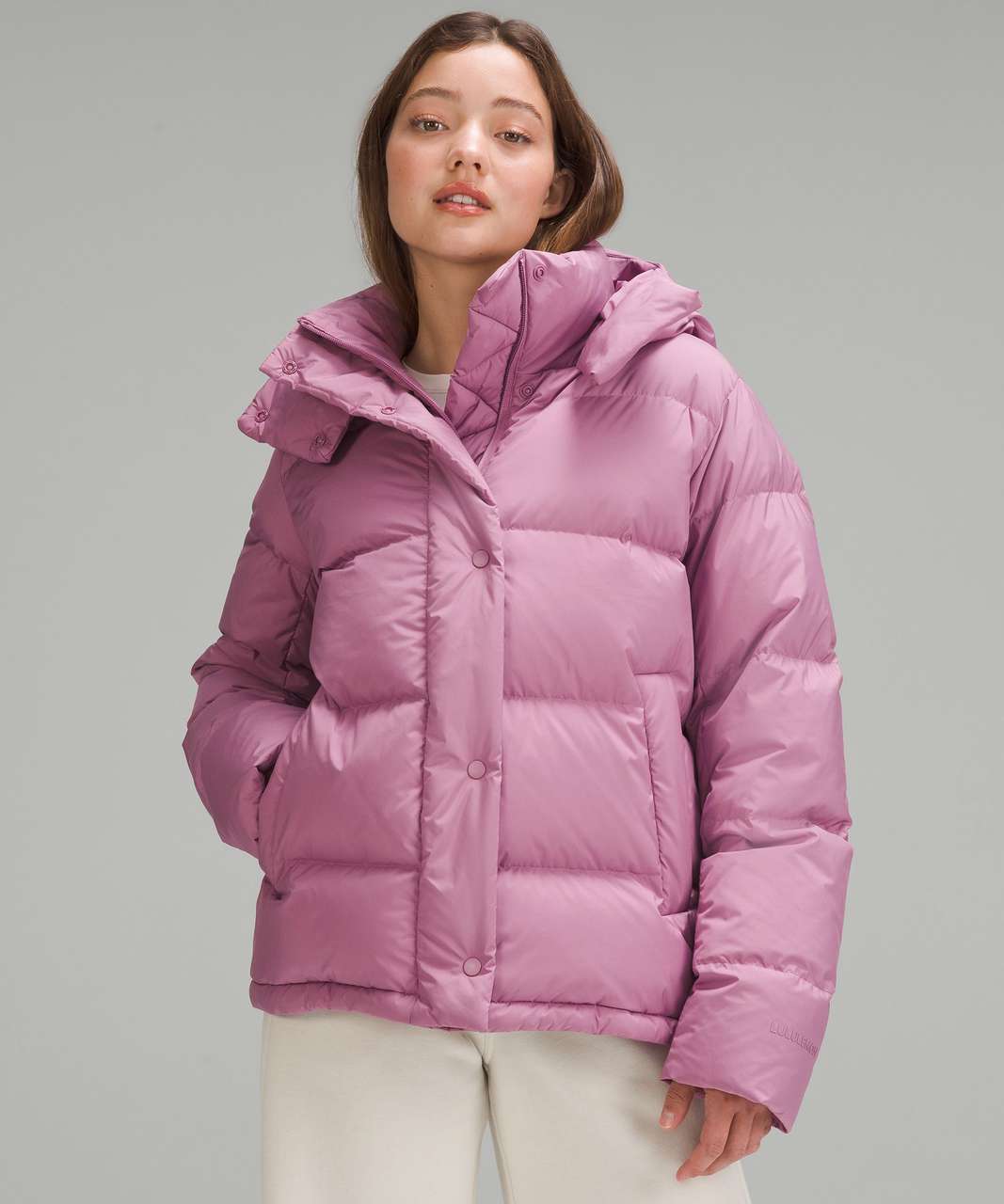 NEW Women Lululemon Wunder Puff Jacket Pink Lychee Size 10