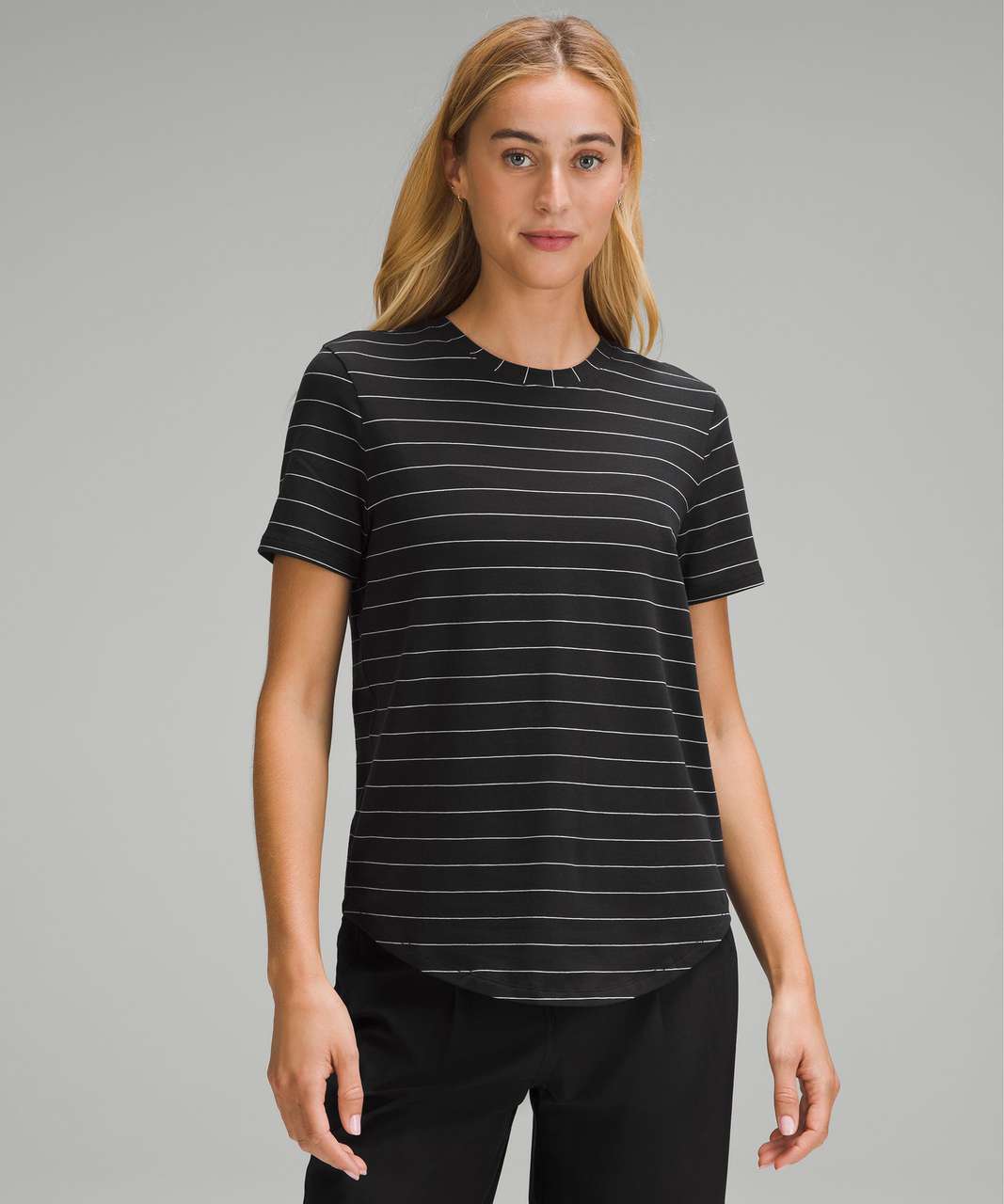 Lululemon Love Crewneck T-Shirt - Short Serve Stripe Black White