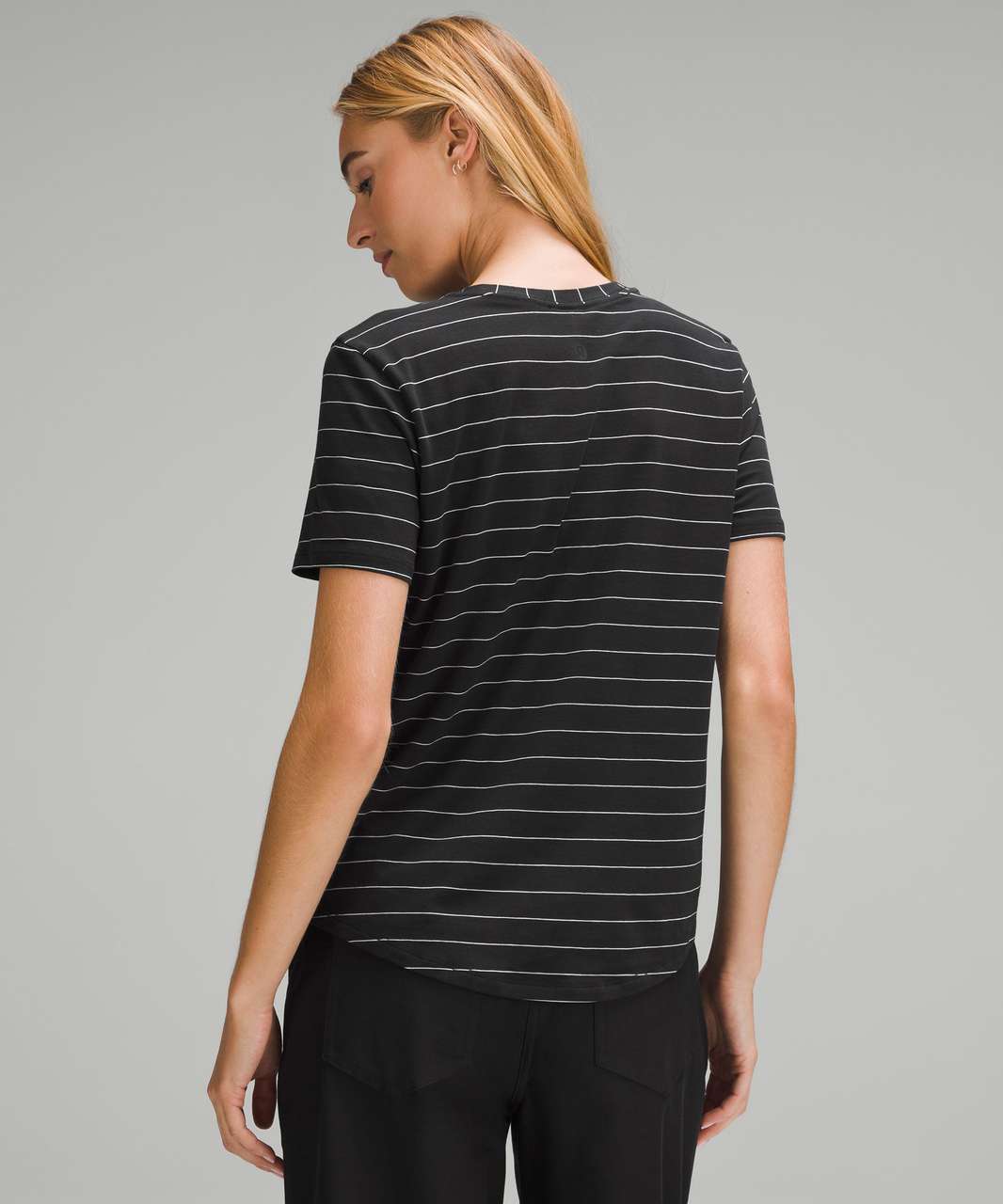 Lululemon Love Crewneck T-Shirt - Short Serve Stripe Black White