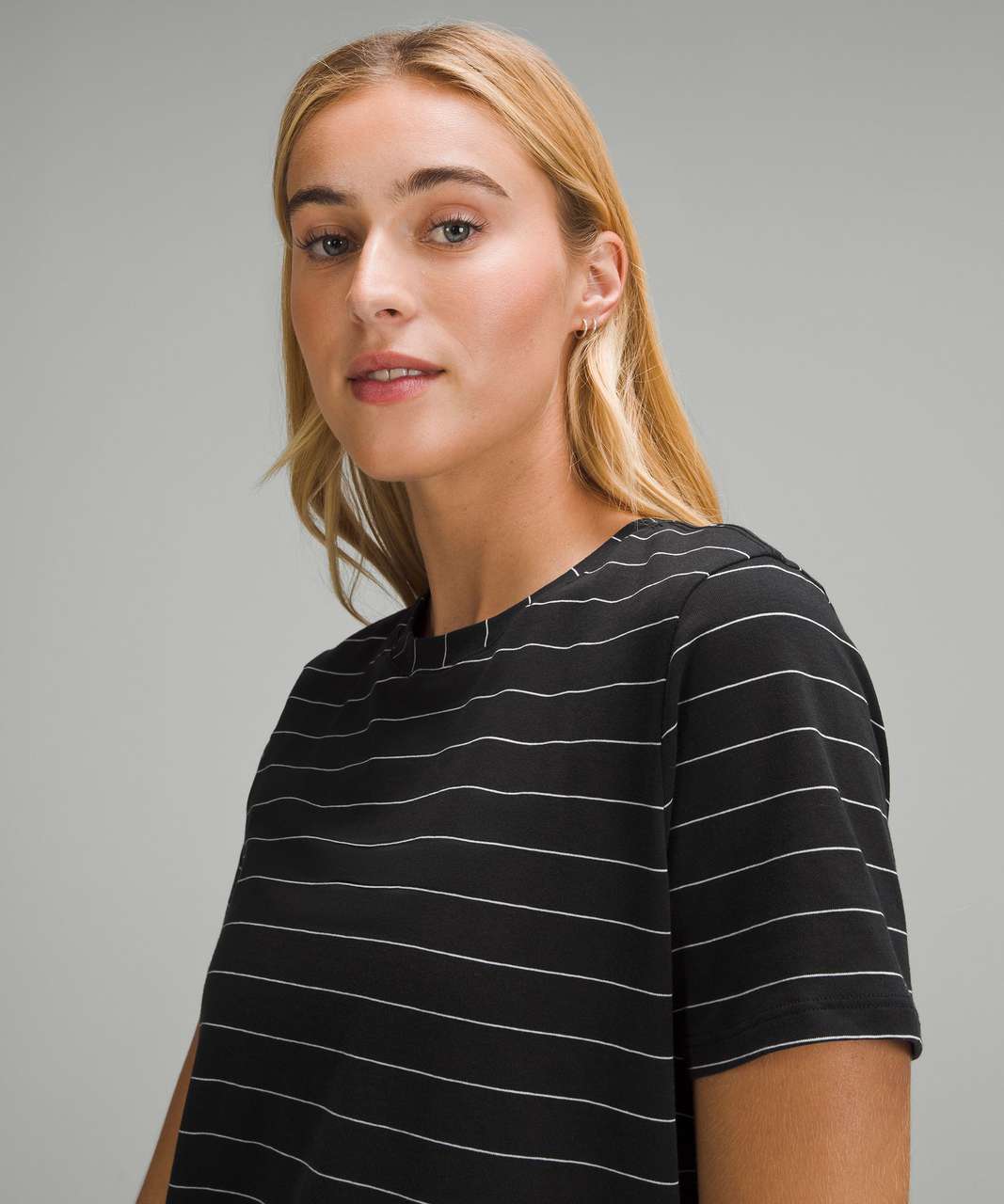 Lululemon Love Crewneck T-Shirt - Short Serve Stripe Black White