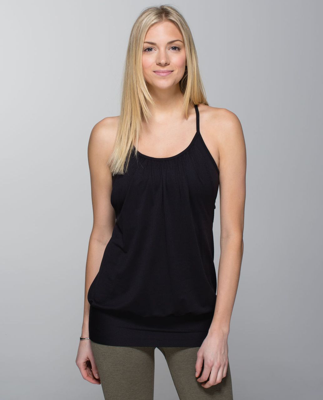 LULULEMON No Limits Tank ~ Built in Bra ~ Black and Pink ~ Size small