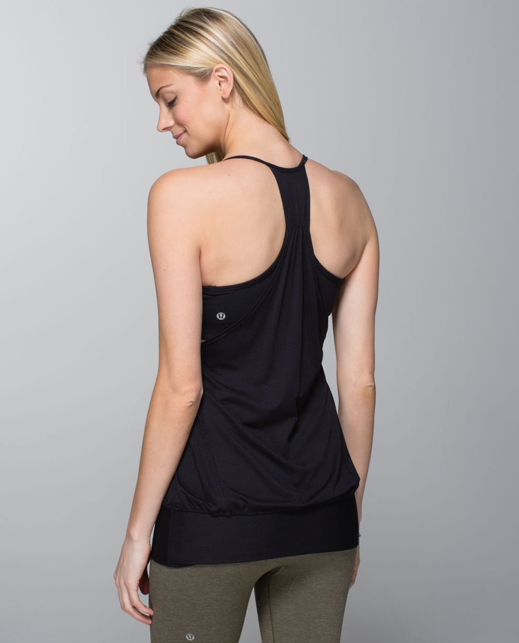 Lululemon No Limits Tank Top Built In Bra Racerback All Black Yoga