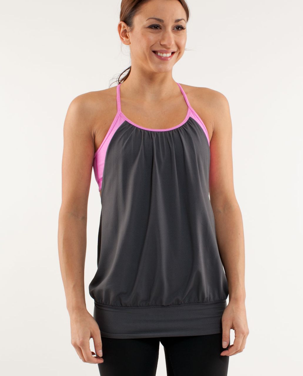 LULULEMON Racerback Tank Top Women’s No Limits Size 6 grey magenta Built in  Bra