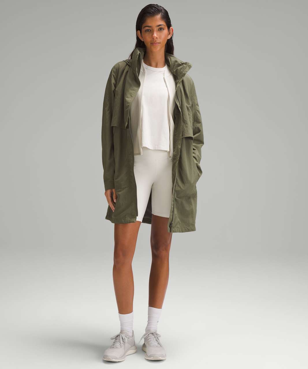 Olive green clearance long jacket