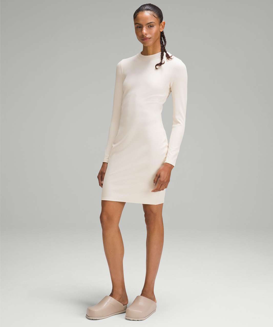 Lululemon Ribbed Long-Sleeve Dress - White Opal