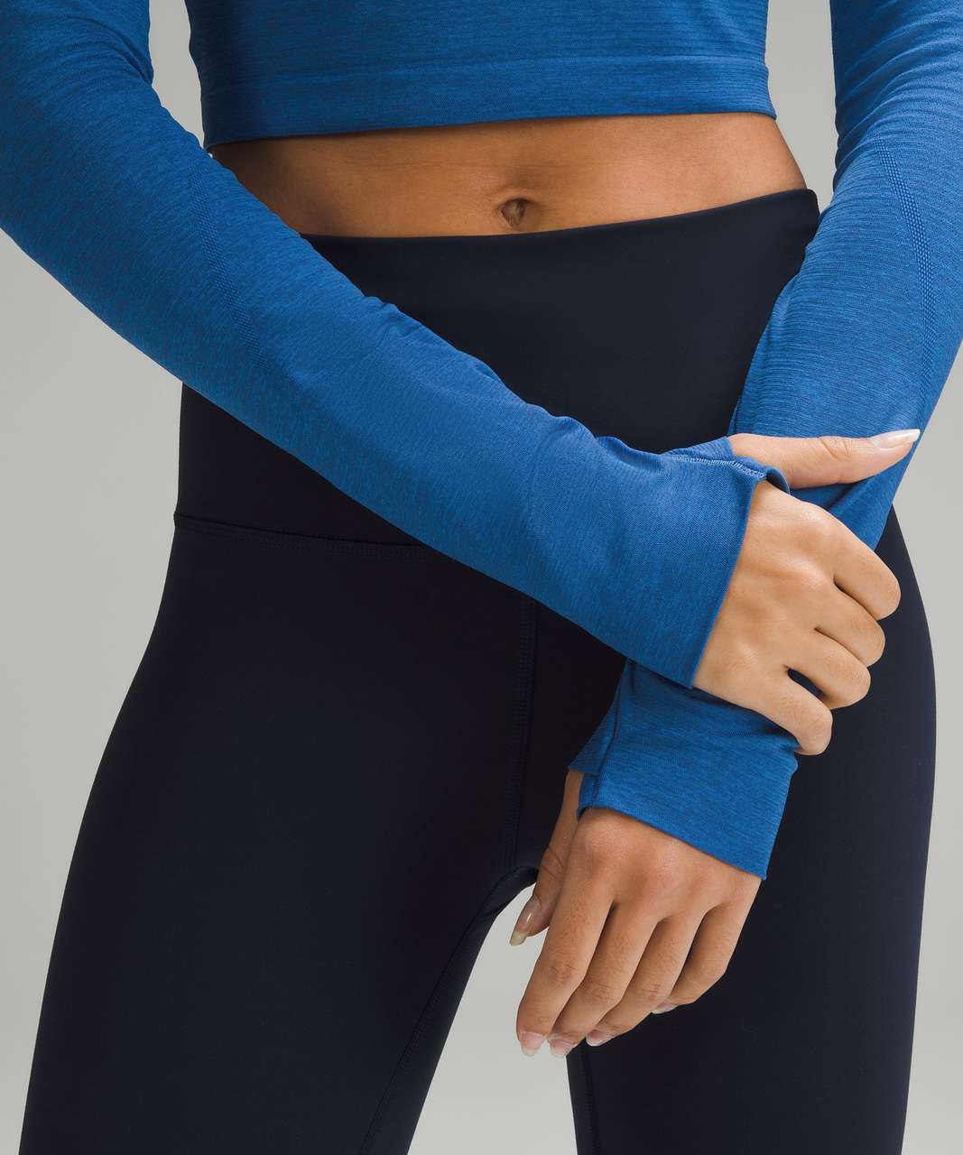 Lululemon Swiftly Tech Cropped Long-Sleeve Shirt 2.0 - Pipe Dream Blue /  Pitch Blue - lulu fanatics