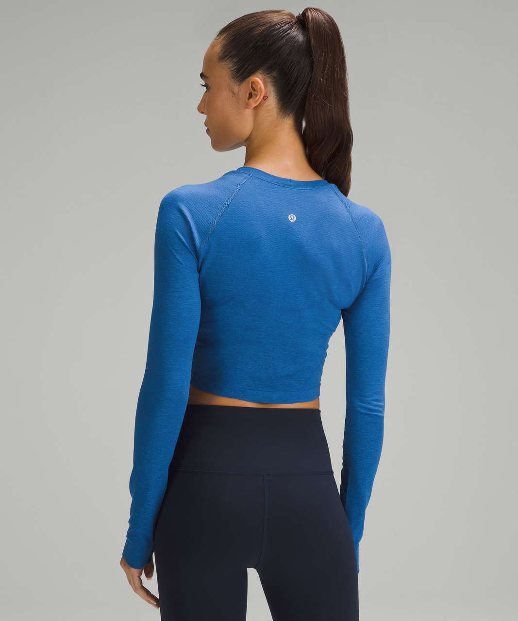 Lululemon Swiftly Tech Cropped Long-Sleeve Shirt 2.0 - Pipe Dream Blue / Pitch Blue