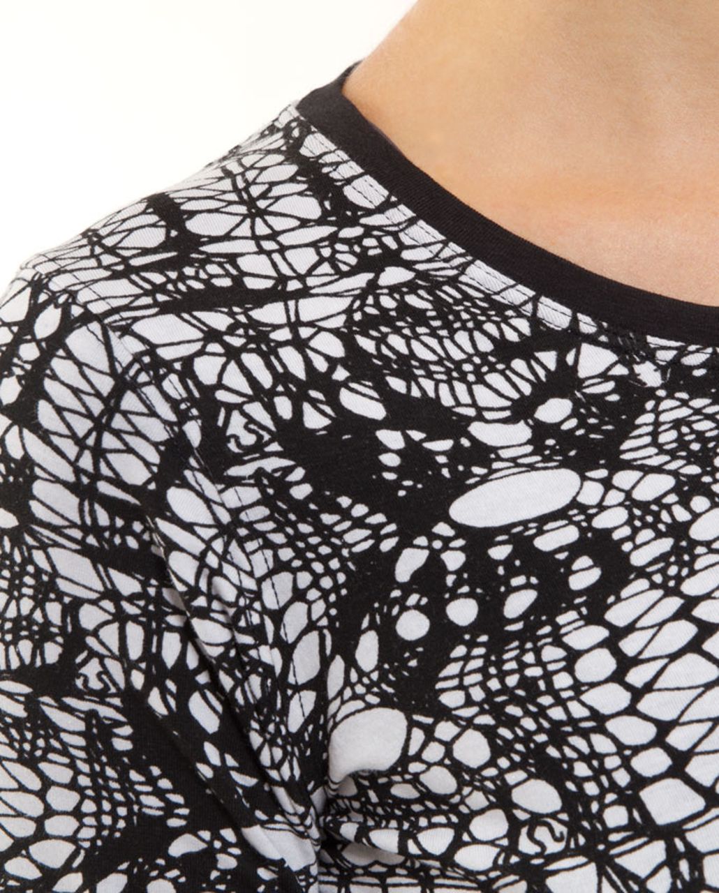 Lululemon Cabin Long Sleeve Tee II - White Black Glacier Lace /  Black