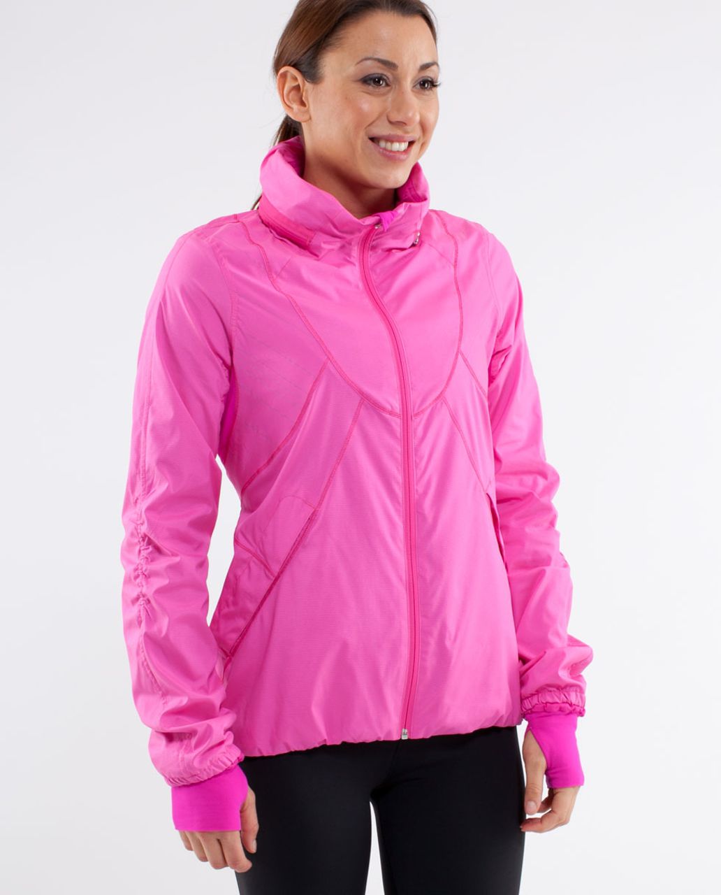 Lululemon Run:  Hustle Jacket - White Paris Pink Microstripe