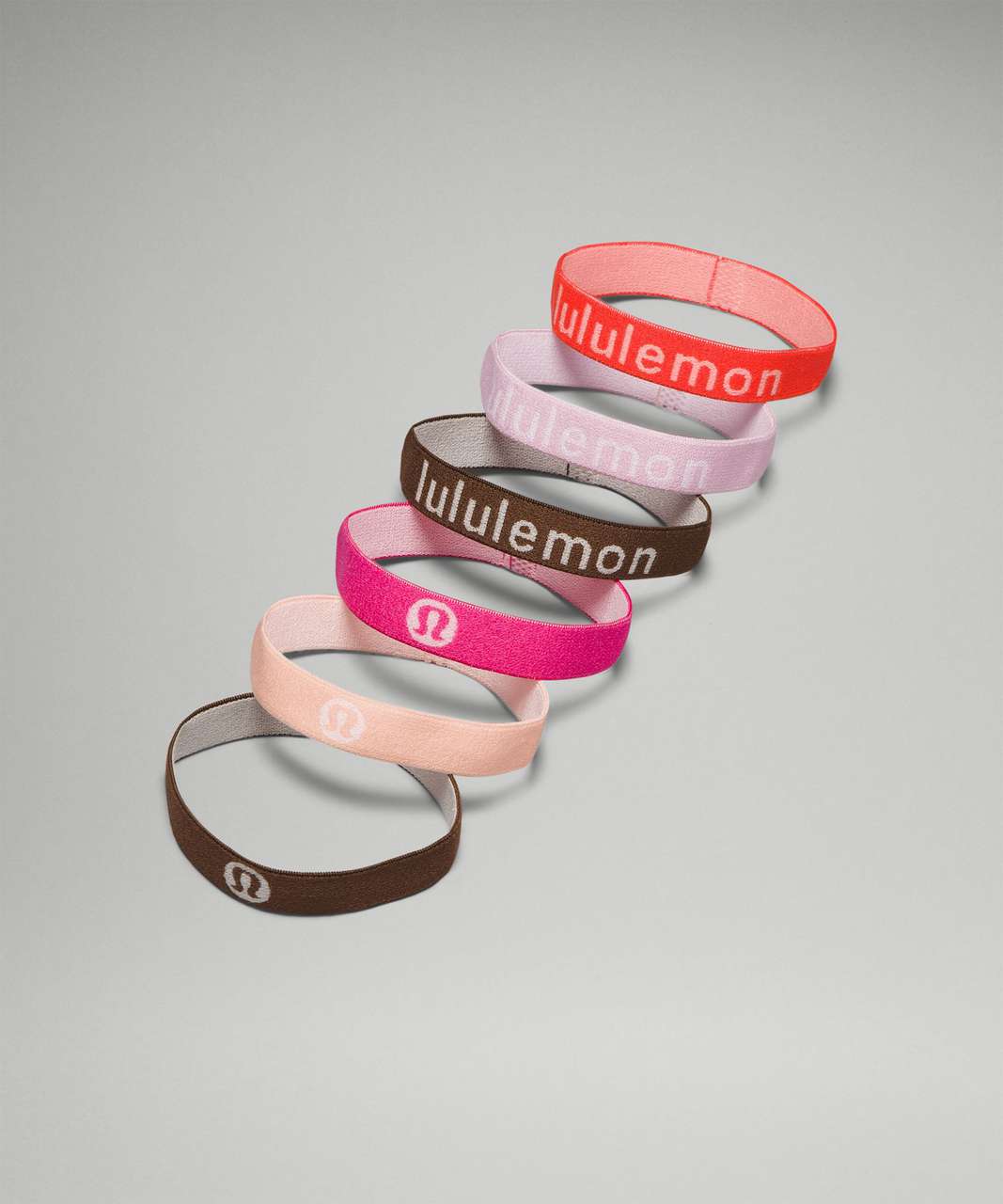 Lululemon Flat Hair Elastics *6 Pack - Solar Orange / Pink Peony / Java / Melon Sorbet / Sonic Pink / Java