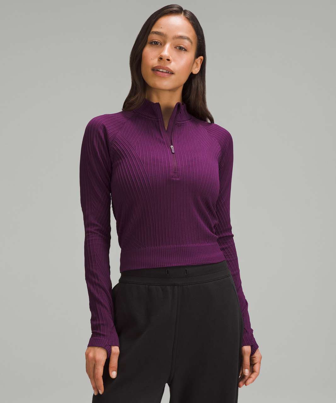 Lululemon Its Rulu Run Cropped Half Zip - Moonlit Magenta - lulu