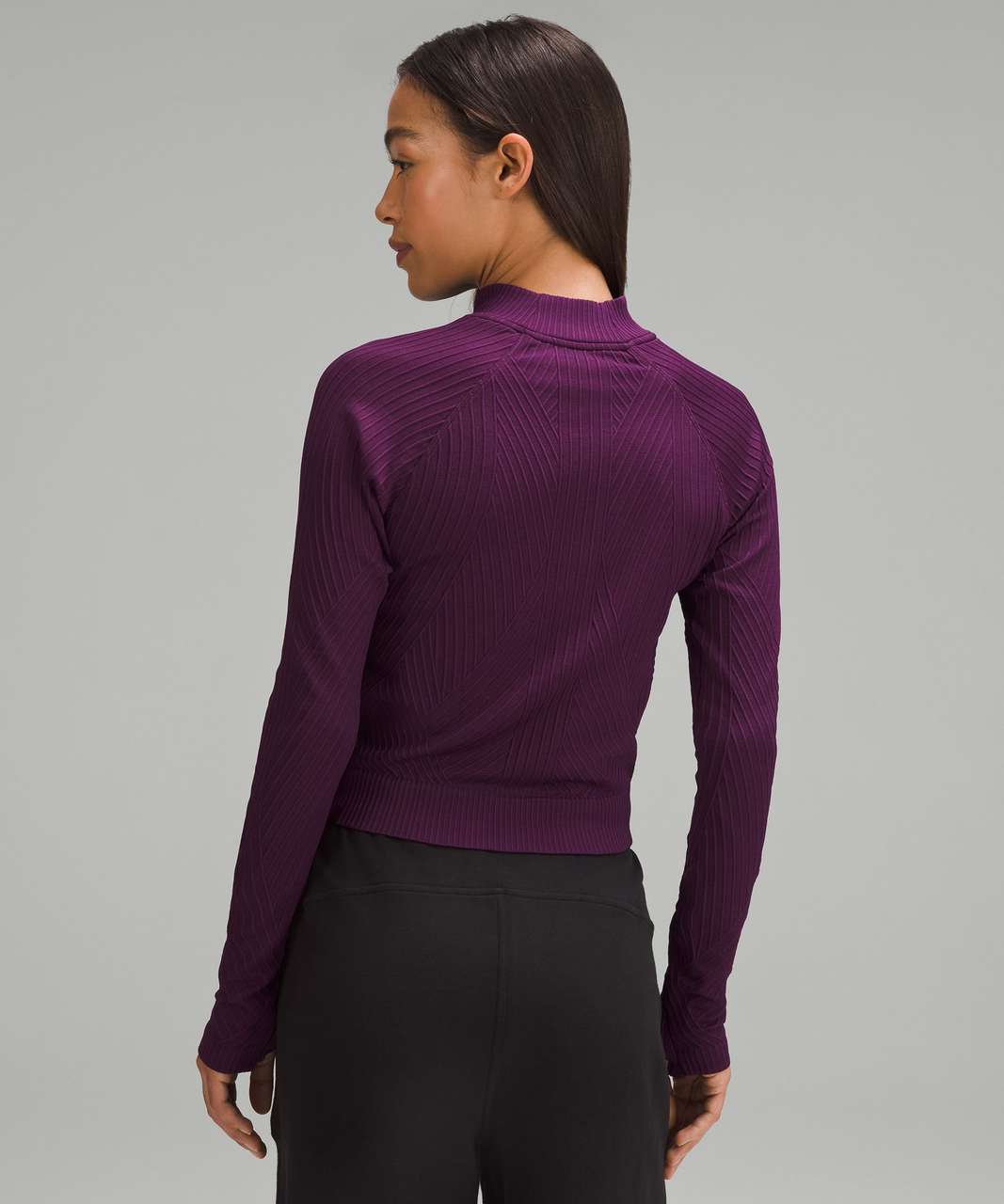 Lululemon Rest Less Cropped Half Zip - Aerial Current Dramatic Magenta / Dramatic Magenta