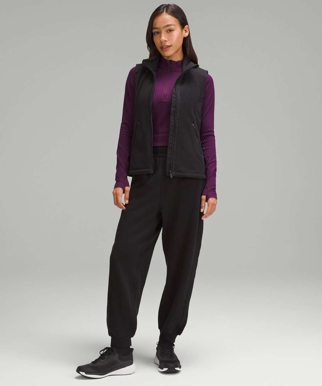 Lululemon Rest Less Cropped Half Zip - Aerial Current Dramatic Magenta / Dramatic Magenta