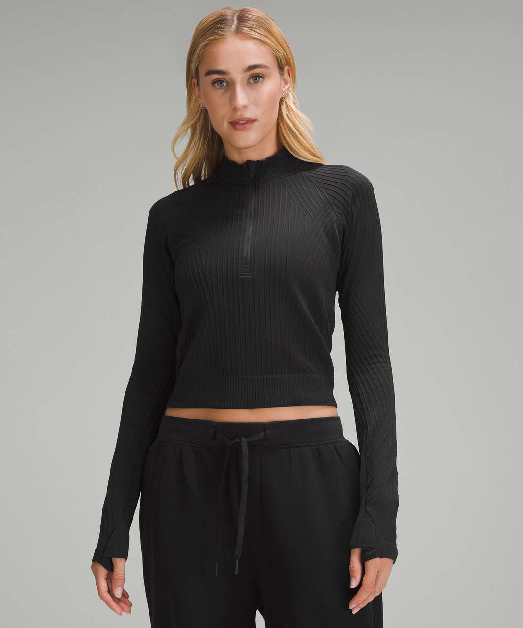 Lululemon Rest Less 1/2 Zip - Black / Black (First Release) - lulu