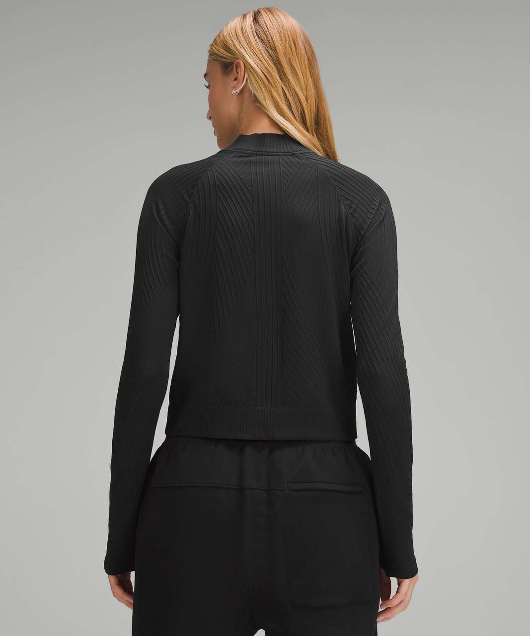 Lululemon Rest Less Cropped Half Zip - Aerial Current Black / Black