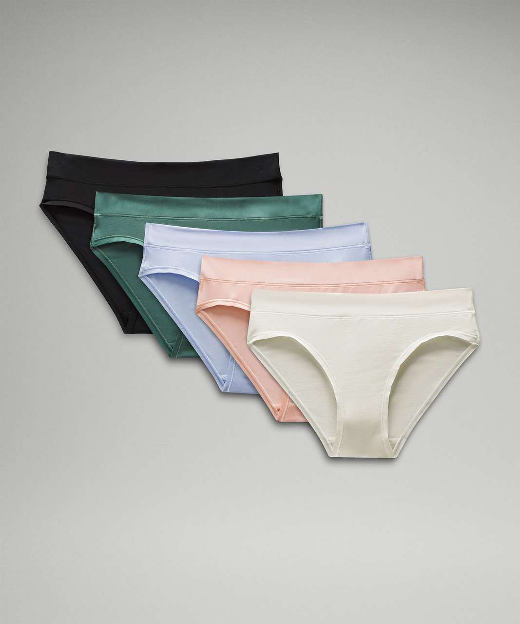 Lululemon UnderEase Mid Rise Bikini Underwear *5 Pack - Black / Black /  Dusky Lavender / Blue Cast / Pink Mist - lulu fanatics