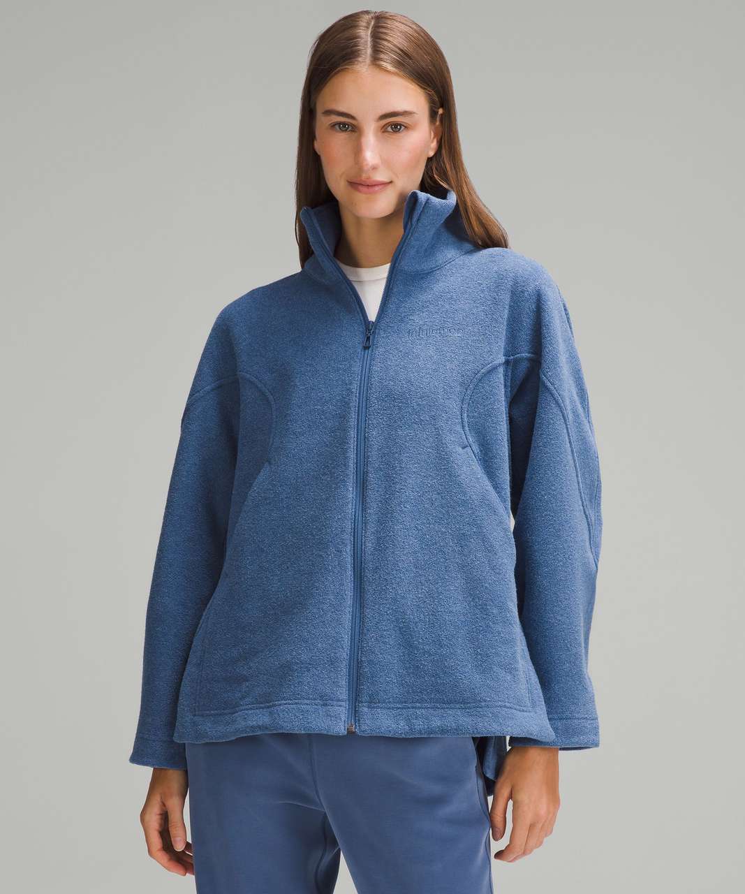 Lululemon Looped Terry Fleece Full Zip - Pitch Blue - lulu fanatics