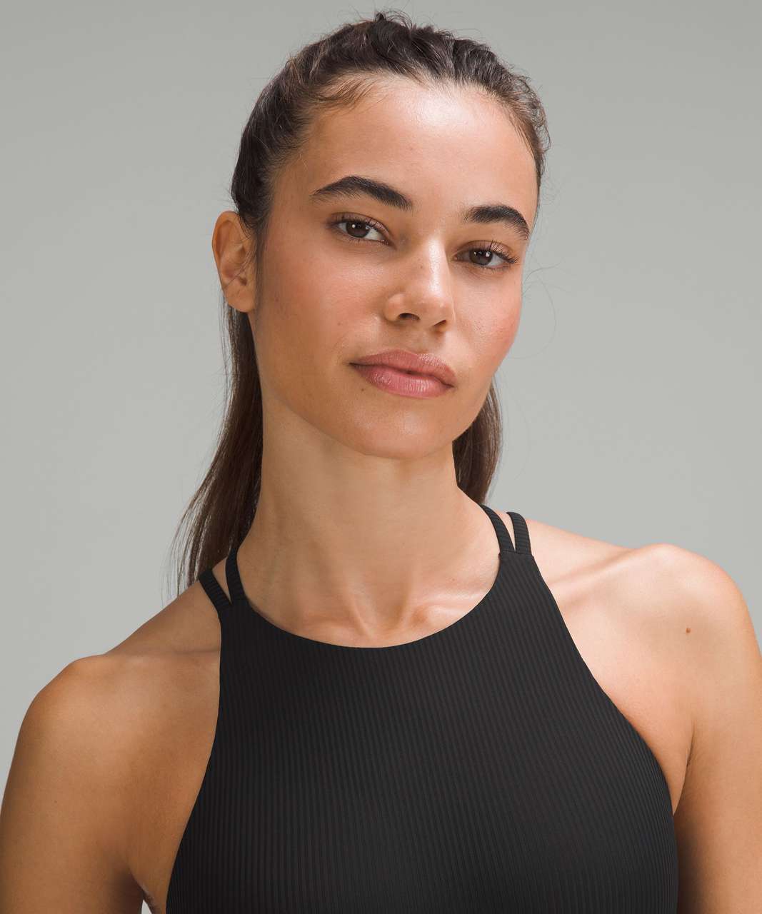 Lululemon Like a Cloud High-Neck Longline Ribbed Bra *Light Support, B/C Cup  - Black - lulu fanatics