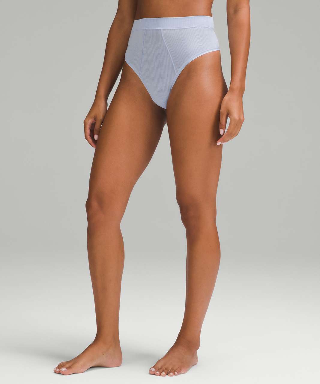 Lululemon Ribbed Mid-Rise Thong Swim Bottom - Black - lulu fanatics