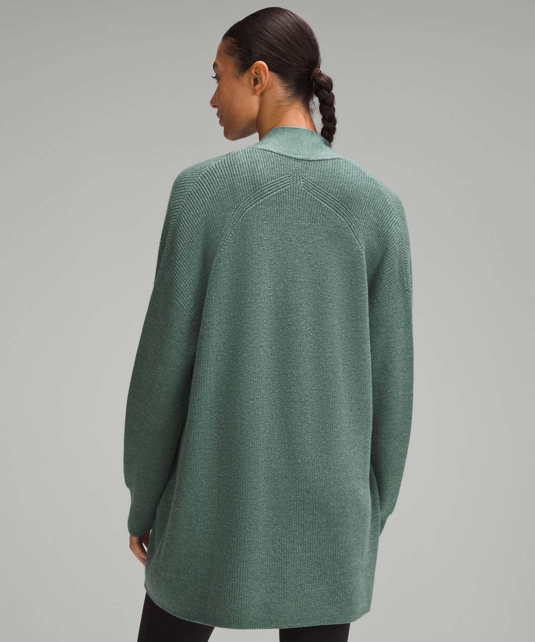 Lululemon Merino Wool-Blend Ribbed Long Wrap Sweater - Heathered Medium Forest