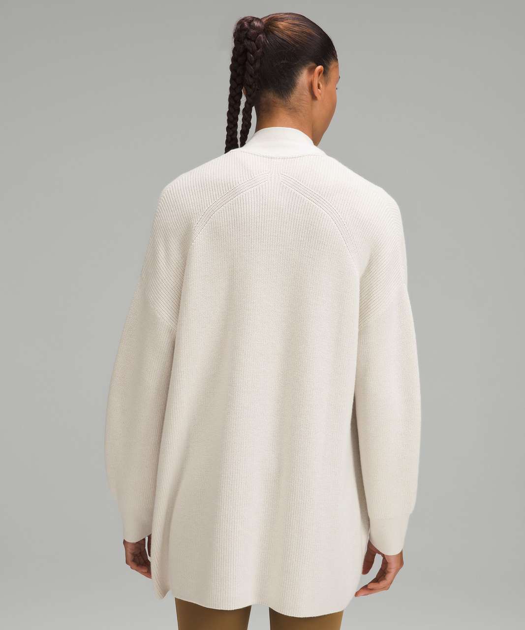 Lululemon Merino Wool-Blend Ribbed Long Wrap Sweater - Bone