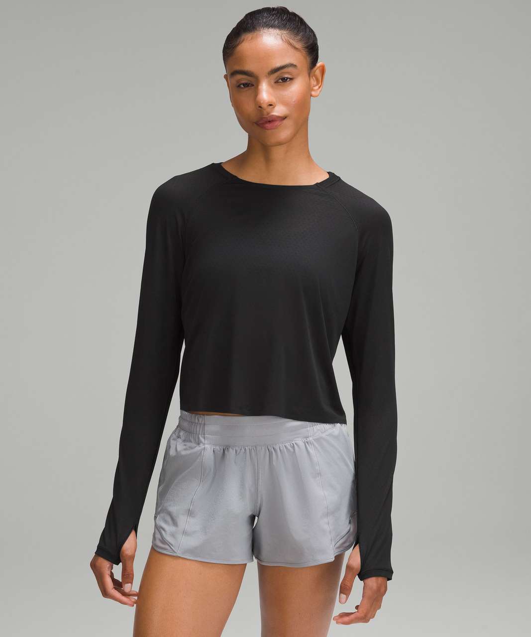 Lululemon Swiftly Tech Long Sleeve - Heathered Black - lulu fanatics