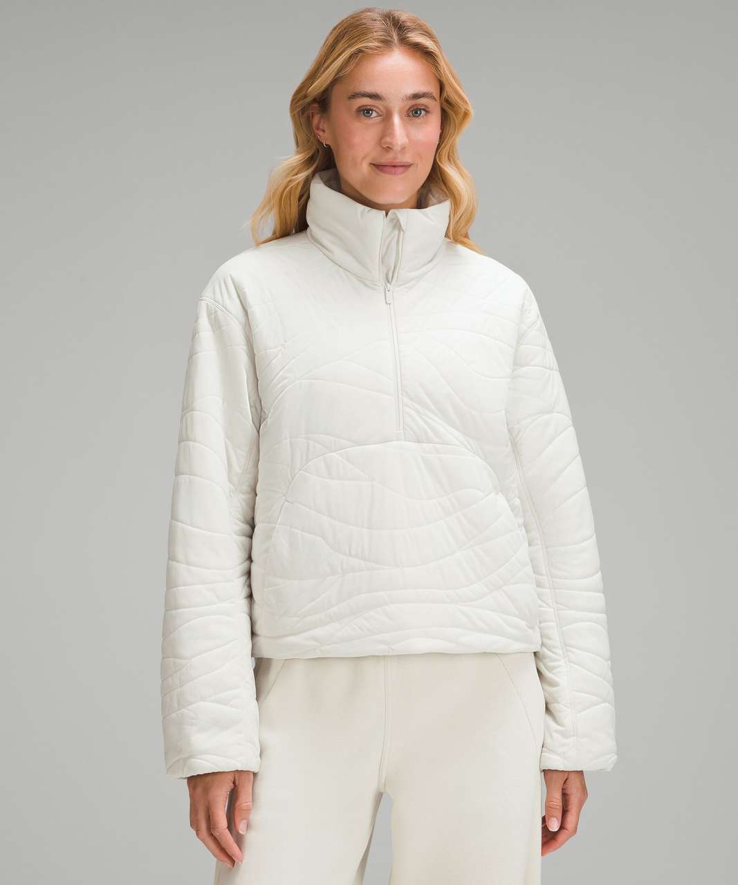 LuLuLemon White Half Zip Active Hoodie Pullover Long Sleeve Shirt Women  Size 12