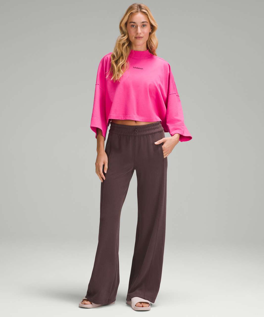Lululemon Heavyweight Cotton Cropped 3/4 Sleeve Shirt - Sonic Pink