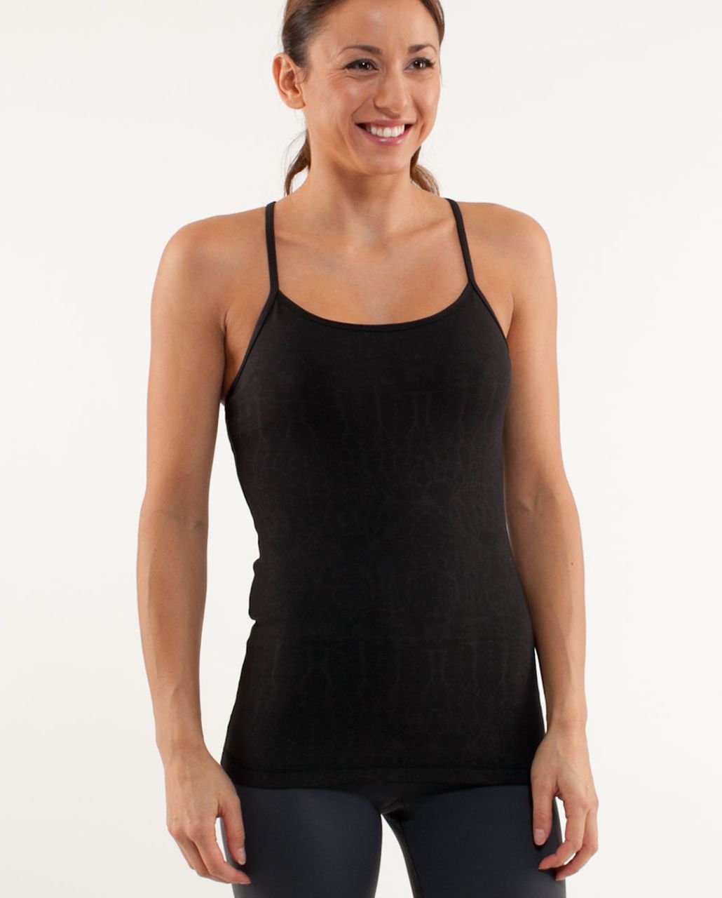 Lululemon Power Y Tank - Black Glacier Lace Embossed