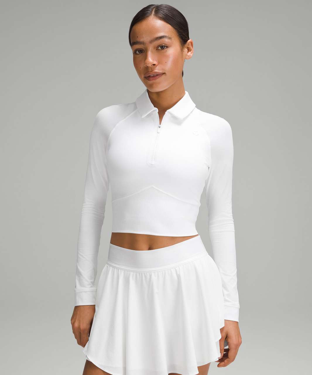 Long-Sleeve Cropped Polo