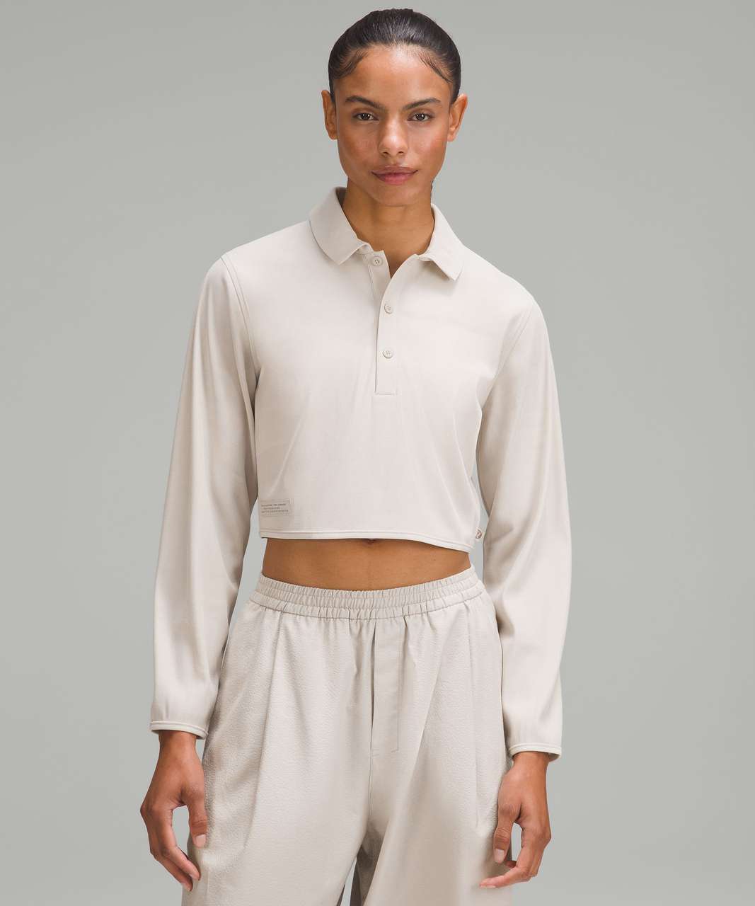 Lululemon lab Cupro Cropped Long-Sleeve Polo Shirt - Dove Grey
