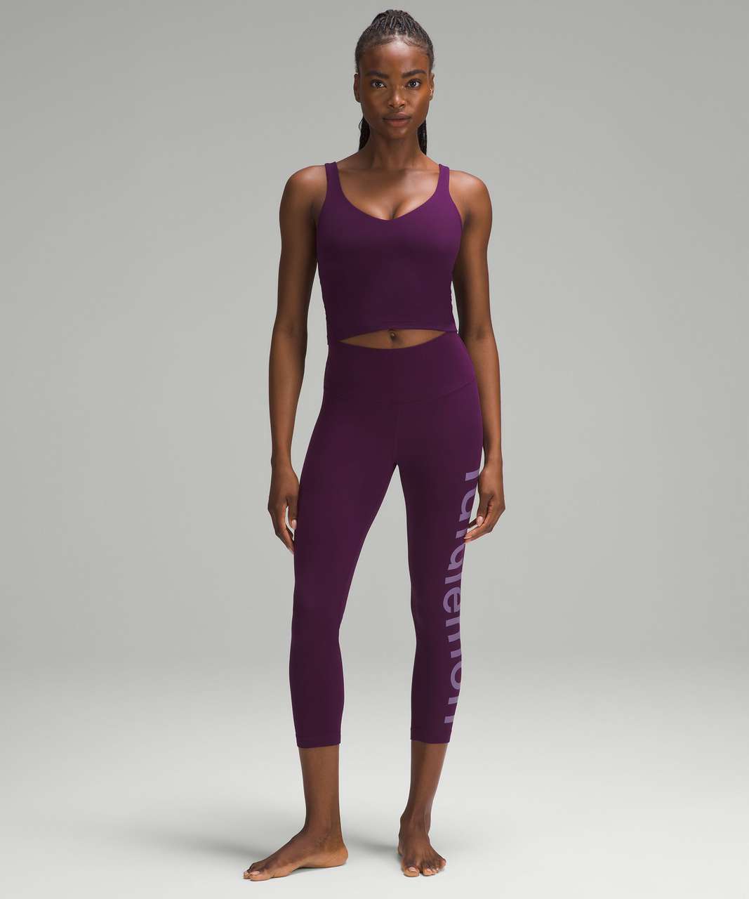 Lululemon Throwback Inspire High-Rise Crop 21 - Magenta Purple / Graphite  Grey - lulu fanatics