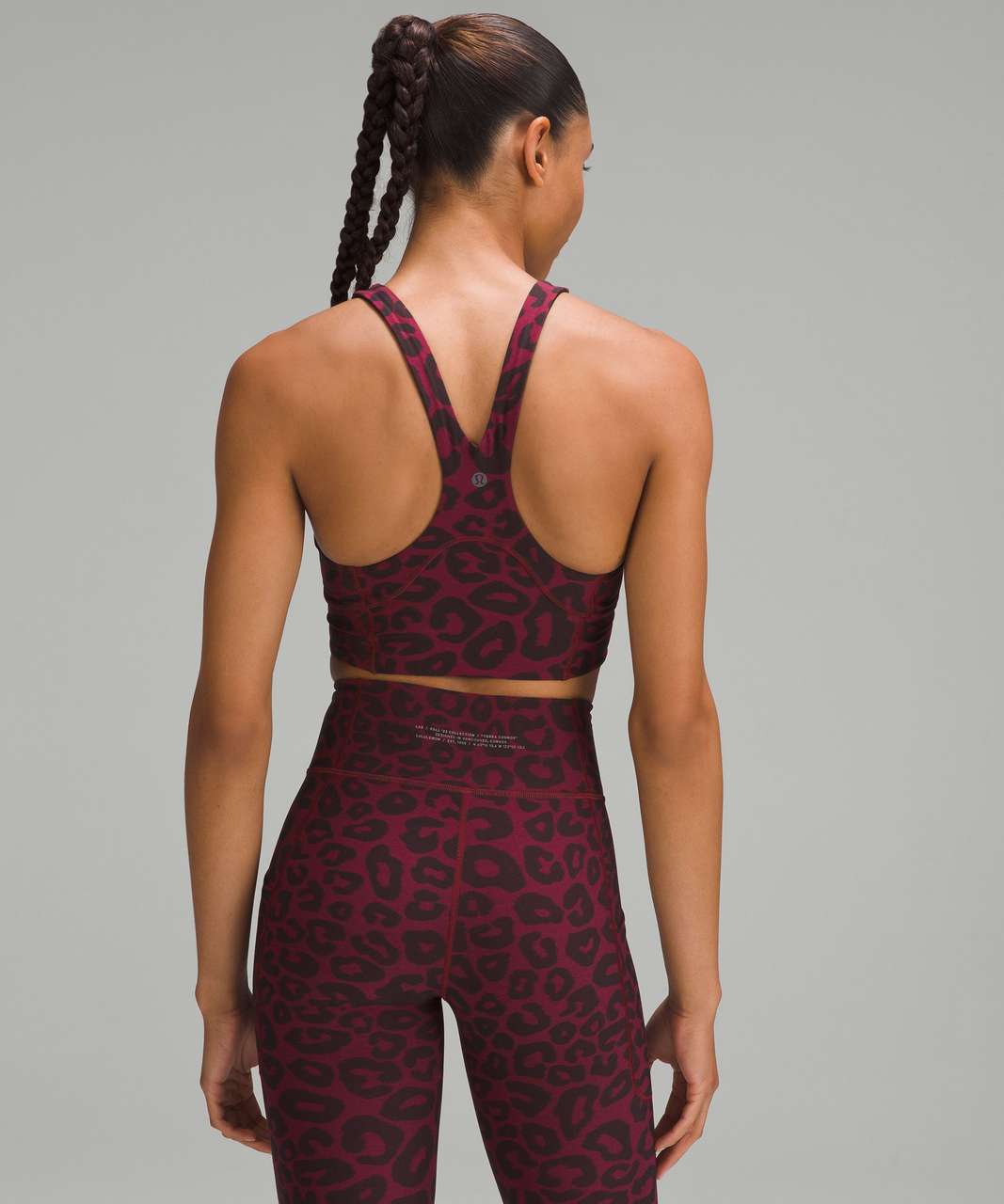 Lululemon lab Everlux Jacquard Train Bra - Leopardo Jacquard Pomegranate Black