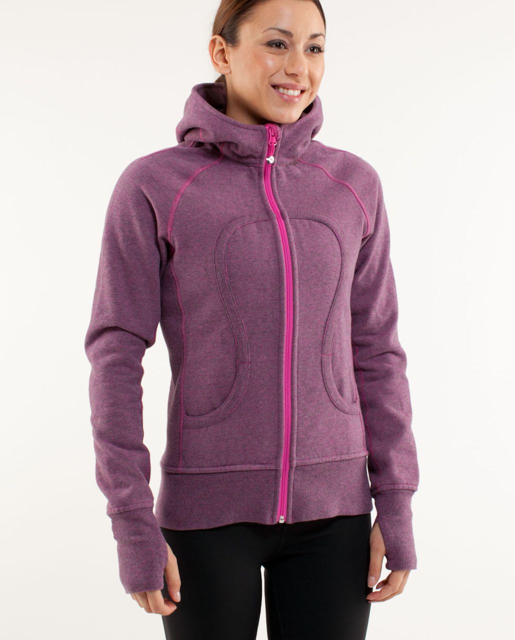 Lululemon Scuba Hoodie *Stripe - Heathered Blurred Grey Paris Pink  Microstripe / Paris Pink - lulu fanatics