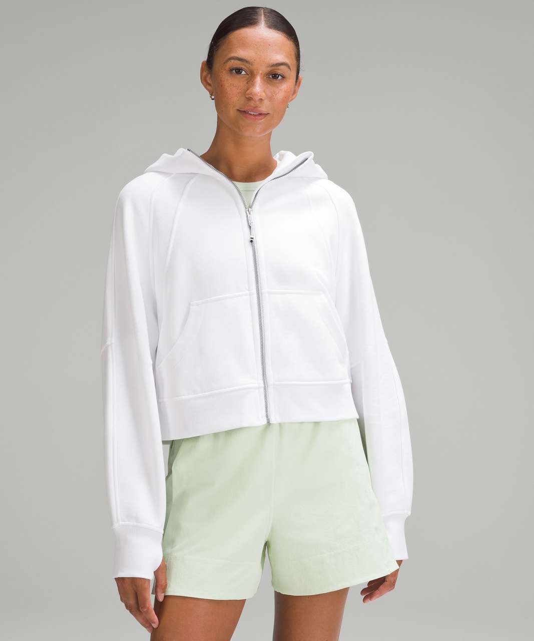 Lululemon Women's Size 8 Scuba Full Zip Hoodie Cotton Fleece Sweatshirt  White