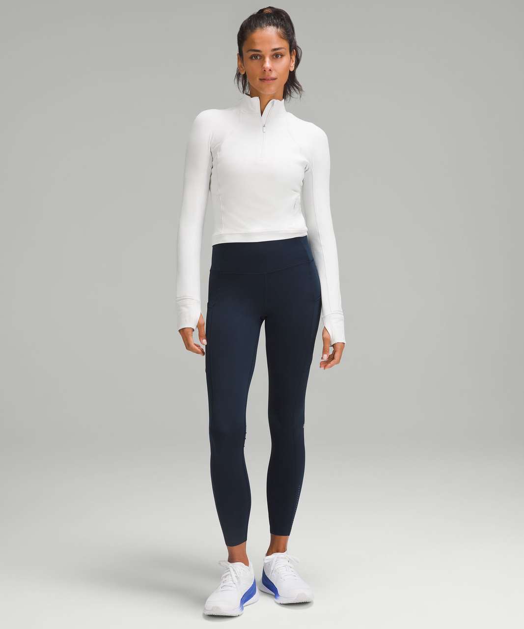 Lululemon Its Rulu Run Cropped Half Zip - Light Vapor