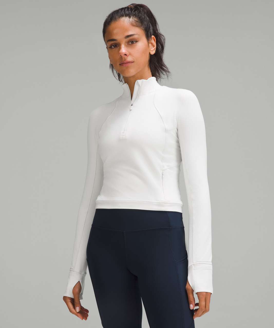 Lululemon Its Rulu Run Cropped Half Zip - Light Vapor - lulu fanatics